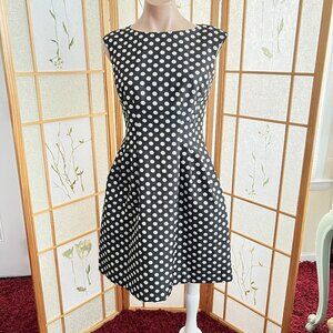 ELIZA J Black Polka Dot Dress sz 2